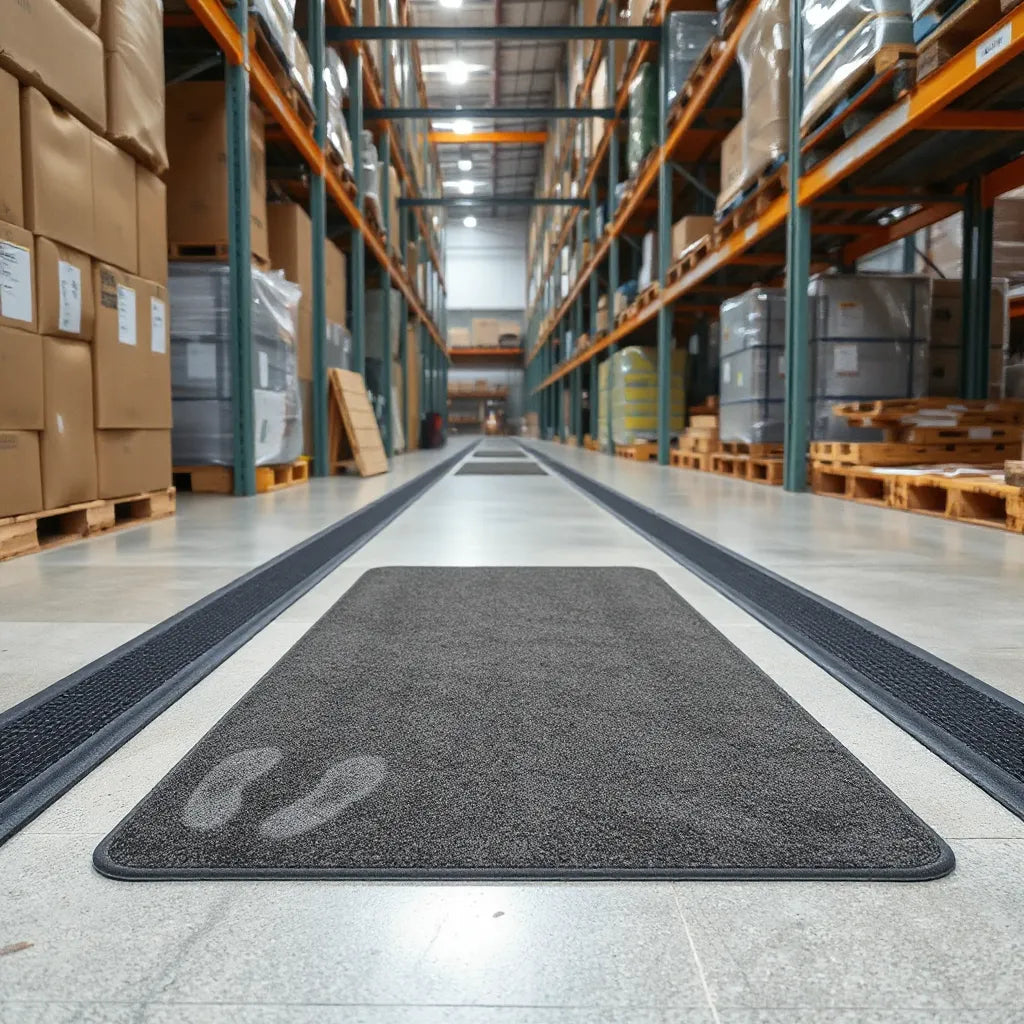 Anti-dust mats at warehouse entry points help reduce debris tracking onto clean floors