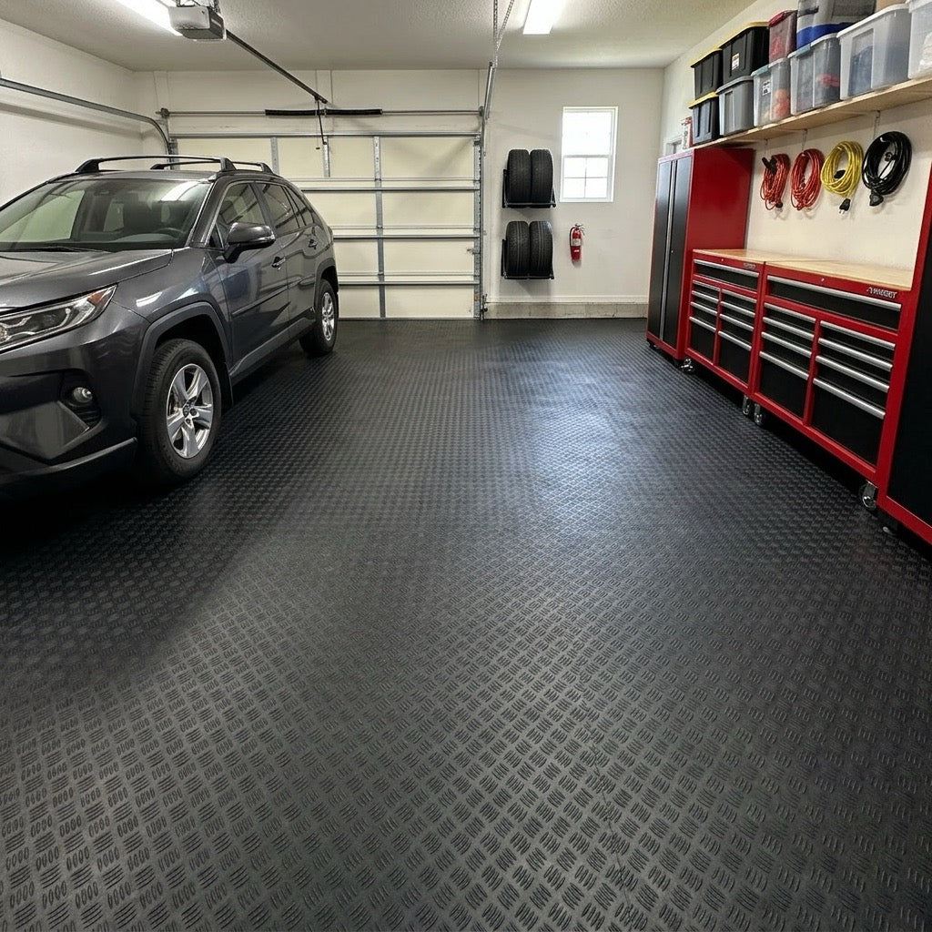 Garage Floor Mat — Diamond Plate